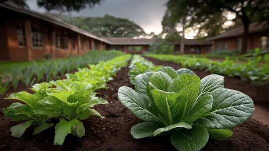 生机盎然的菜园蔬菜茁壮成长