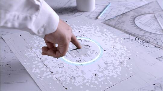 科技感设计建筑图纸 建筑工业设计人工智能