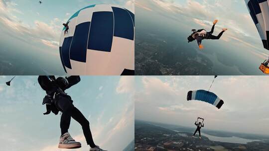 热气球跳伞fpv拍摄一镜到底视频素材模板下载