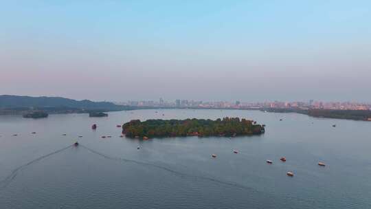 杭州西湖景区三潭印月小瀛洲风景航拍风景大