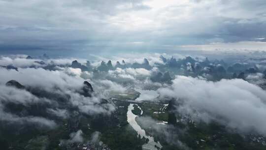 桂林山水云海航拍