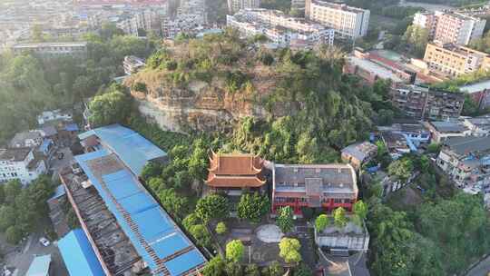 航拍四川自贡妙观寺