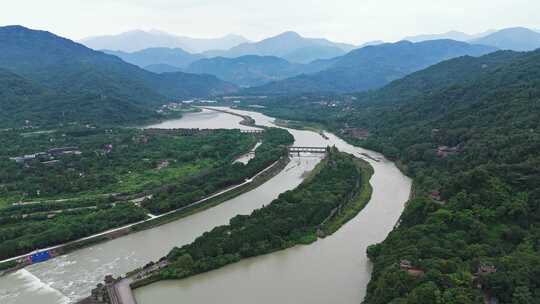 都江堰景区高视角全景航拍