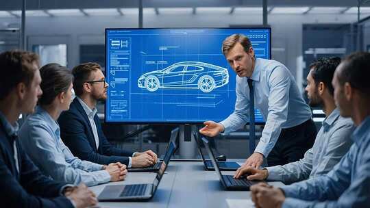 商务团队汽车项目会议讨论
