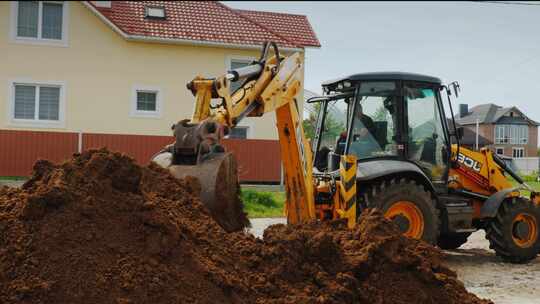 挖掘机挖土工程视频素材模板下载