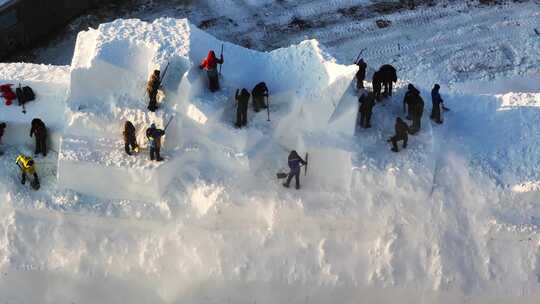 冰雪大世界建设 冰雕建筑师 哈尔滨冬季