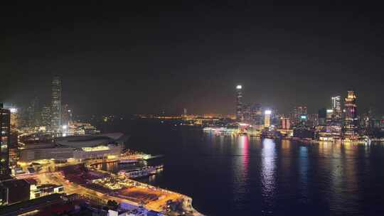 香港铜锣湾夜景航拍