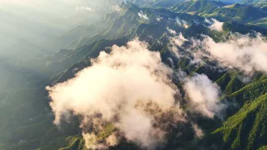 航拍高山日出山脉阳光云层