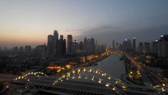 天津海河风景小白楼CBD城市风光航拍