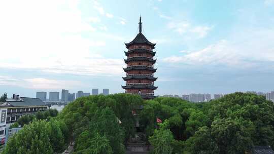 苏州古城报恩寺北寺塔景区夜景（航拍运镜）