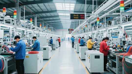 工厂工人生产线作业场景