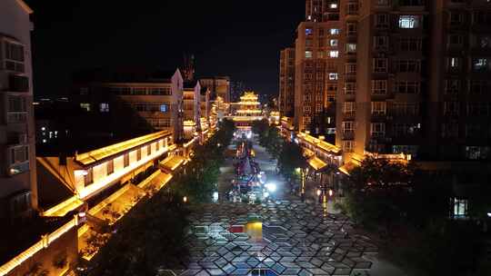 山西运城盬街鼓楼夜景视频