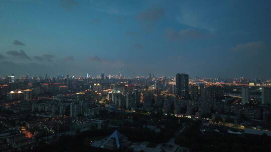 上海浦西傍晚航拍