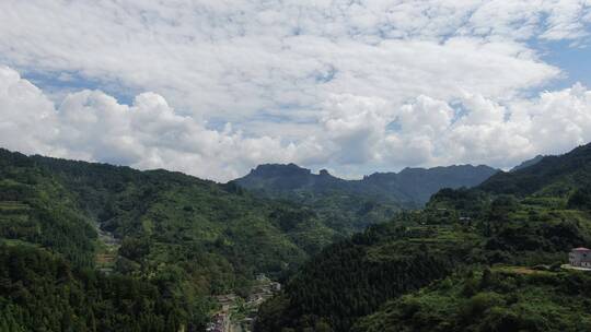 航拍绿色生态青山植被风光