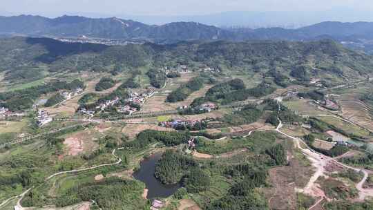 丘陵山川稻田梯田风光航拍