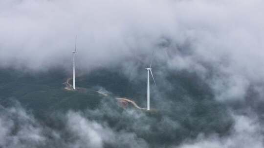 国家电网电力建设风力发电云雾仙境视频素材模板下载