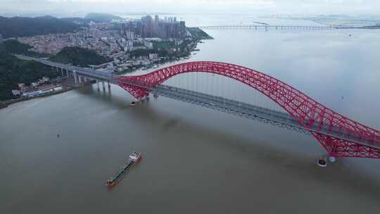 广州南沙明珠湾大桥航拍视频素材模板下载