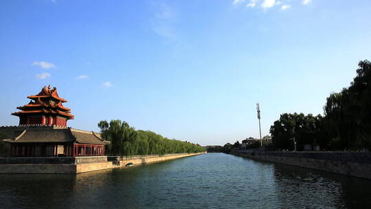 北京紫禁城与角楼护城河视频素材模板下载