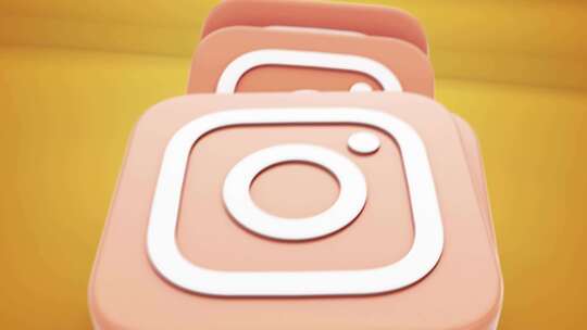 动态Instagram橙色3D图标