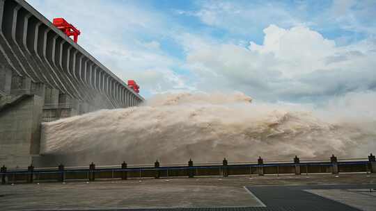 近距离实拍三峡大坝泄洪震撼场景视频素材模板下载