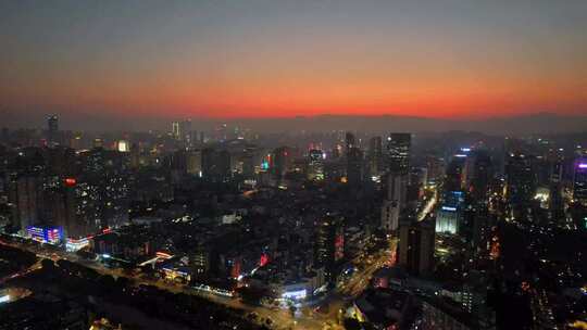 航拍福州城市夜景风光