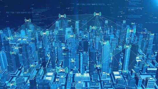 被云计算网络数据信号覆盖的智慧城市视频素材模板下载