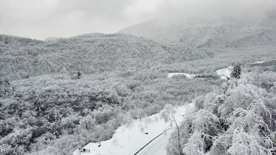 西岭雪山 雪景 大雪覆盖的自然风光 航拍