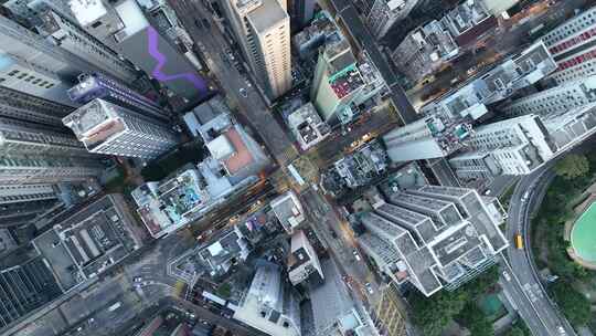 香港道路交通俯拍街道车流城市建筑俯瞰楼房