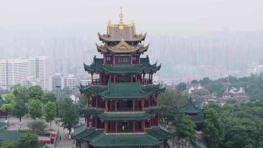 重庆鸿恩寺航拍鸿恩阁与嘉陵江两岸高楼大厦