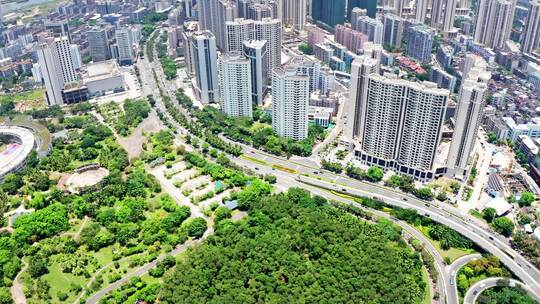 海南海口城市交通道路航拍