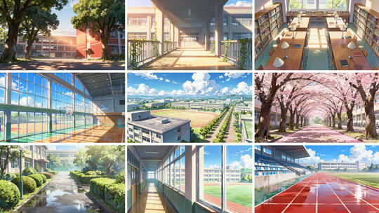动漫风格校园环境 日系校园场景合集