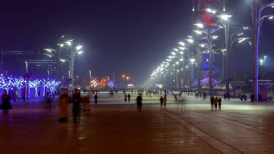中国北京步行街奥林匹克公园延时