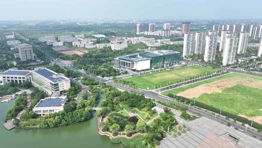 张家港沙洲湖大酒店沙洲湖会议中心航拍