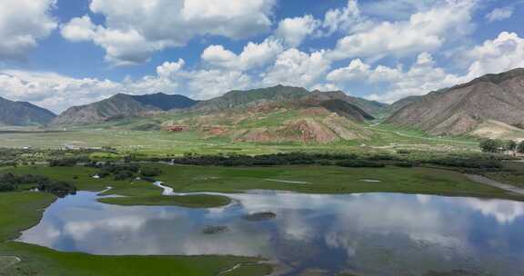 4K航拍延时甘南桑科湿地风光合集