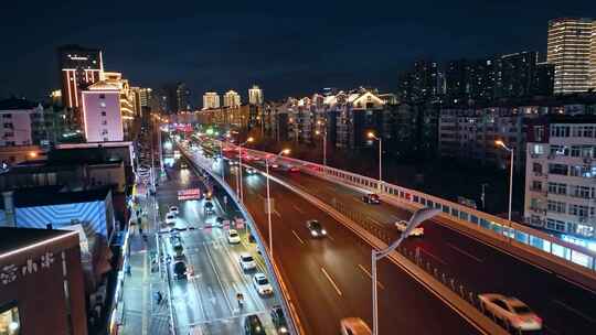 青岛高架交通夜景