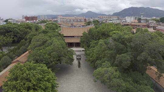 泉州开元寺东西塔特写西街钟楼航拍市区大景