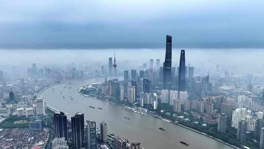 上海阴天 上海云雾 陆家嘴 黄浦江 发展