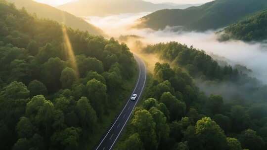 森林树林阳光航拍ai素材原创