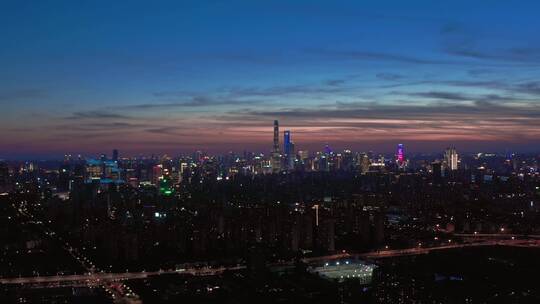 上海傍晚大气夜景全景航拍视频素材模板下载