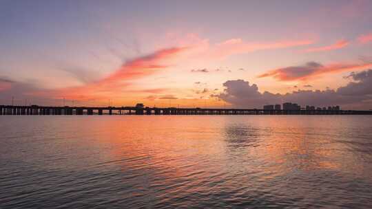 深圳前海广深沿海高速晚霞延时美景