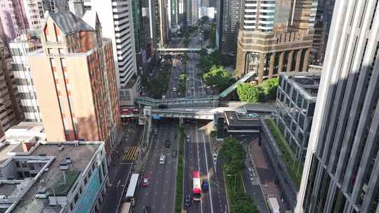 俯拍香港街道交通