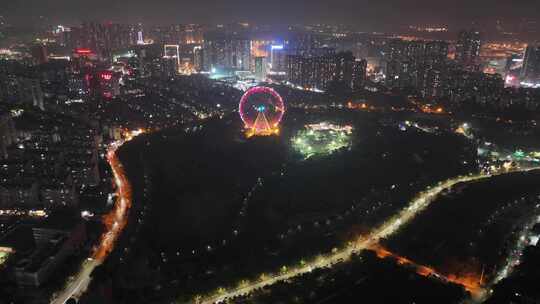 广西南宁青秀区夜景航拍