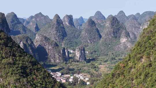 广西桂林奇山山石十里画廊航拍