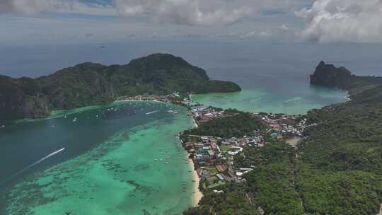 HDR航拍泰国甲米大皮皮岛海滨自然风光视频素材模板下载