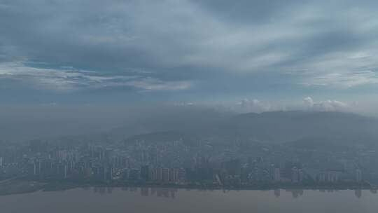 温州鹿城区清晨航拍