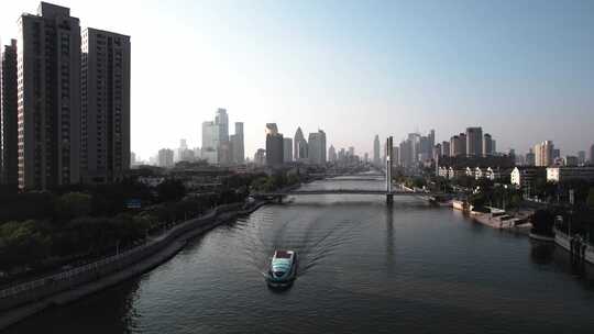 天津海河风景线城市建筑风光航拍