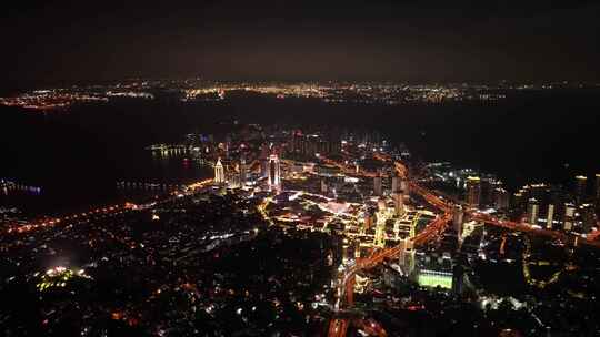 青岛城市夜景航拍