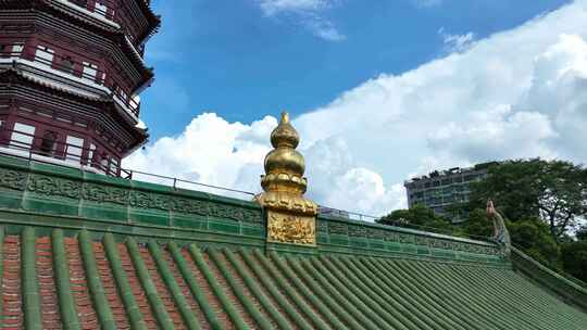 广东省广州市越秀区六榕寺古建筑屋顶特写