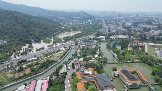 航拍湖北襄阳襄城区建设