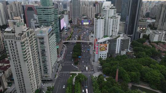 上海徐家汇地标建筑全景4K航拍视频素材模板下载